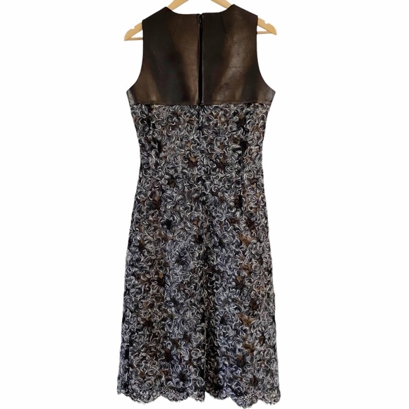 Michael Kors Italian Dress Wool Swirls Over Black Lace Silk Lining Leather Upper - Picture 8 of 14